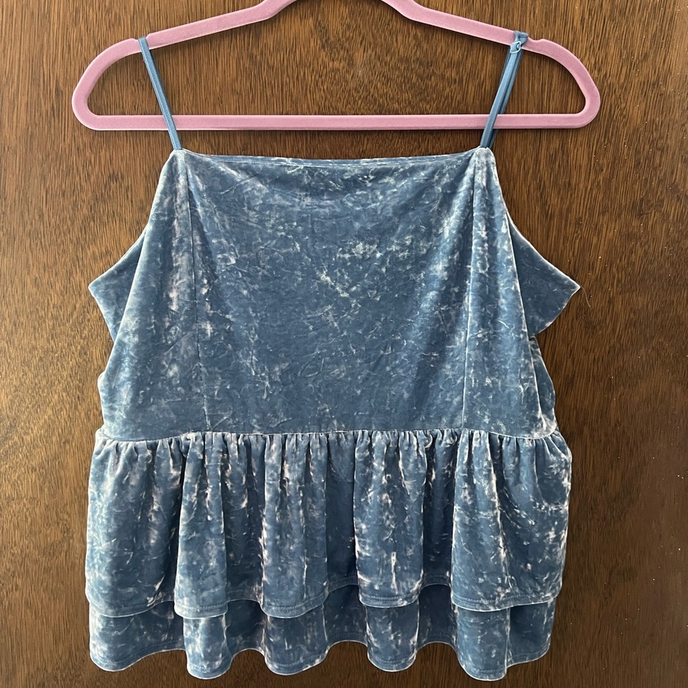 American Eagle Outfitters Blue Velvet Blouse